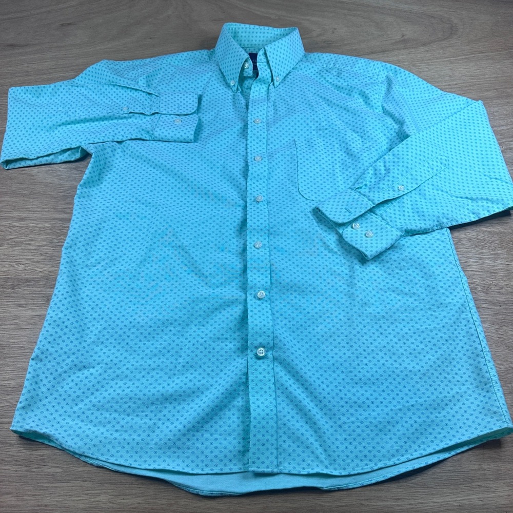 Stafford Travel Wrinkle Free Oxford Shirt Men's Large 16 32/33 Green